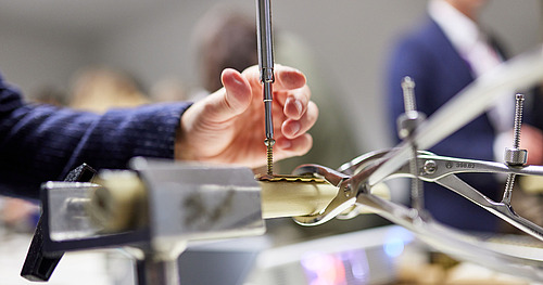 Detail einer Hand beim Osteosyntheseworkshop